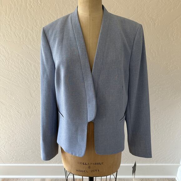 NINE WEST Womens Flange Kiss Front Blazer $99 NEW Size 16 Plus Baby Blue Career - Picture 1 of 10